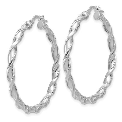 Sterling Silver Rhodium-Plated Polished Twisted Hoop Earrings