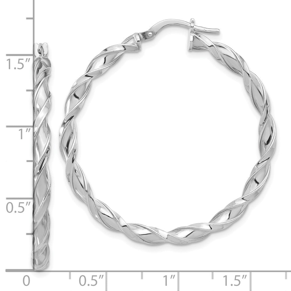 Sterling Silver Rhodium-Plated Polished Twisted Hoop Earrings