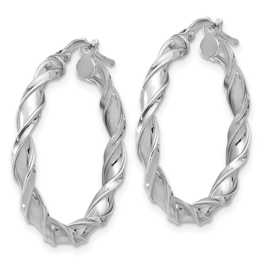 Sterling Silver Rhodium-Plated Polished Twisted Hoop Earrings
