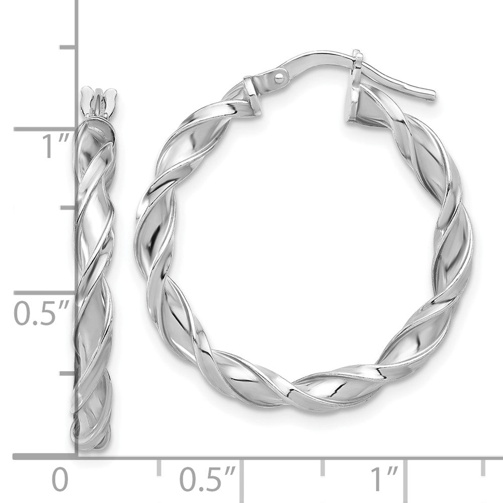 Sterling Silver Rhodium-Plated Polished Twisted Hoop Earrings