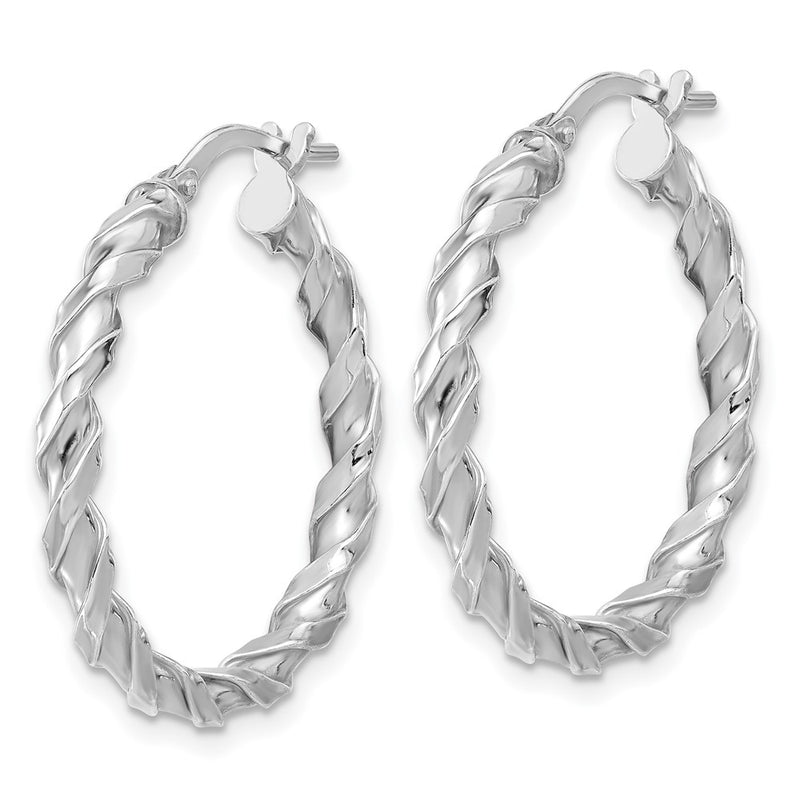 Sterling Silver Rhodium-Plated Polished Twisted Hoop Earrings