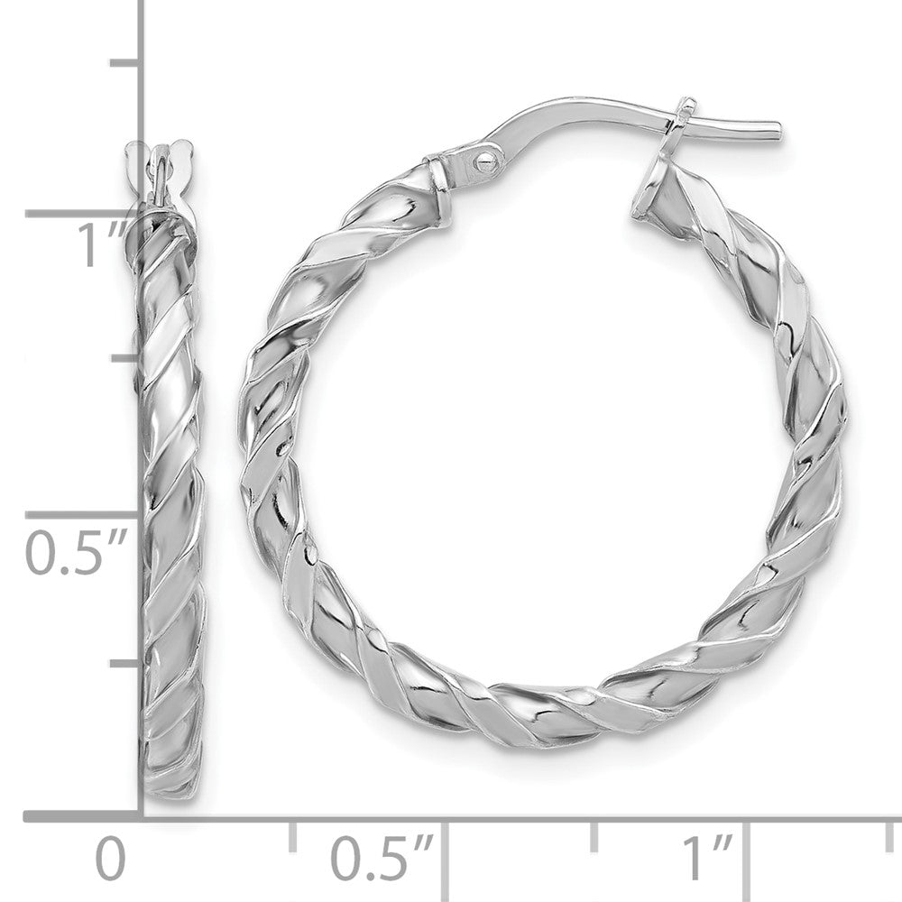Sterling Silver Rhodium-Plated Polished Twisted Hoop Earrings