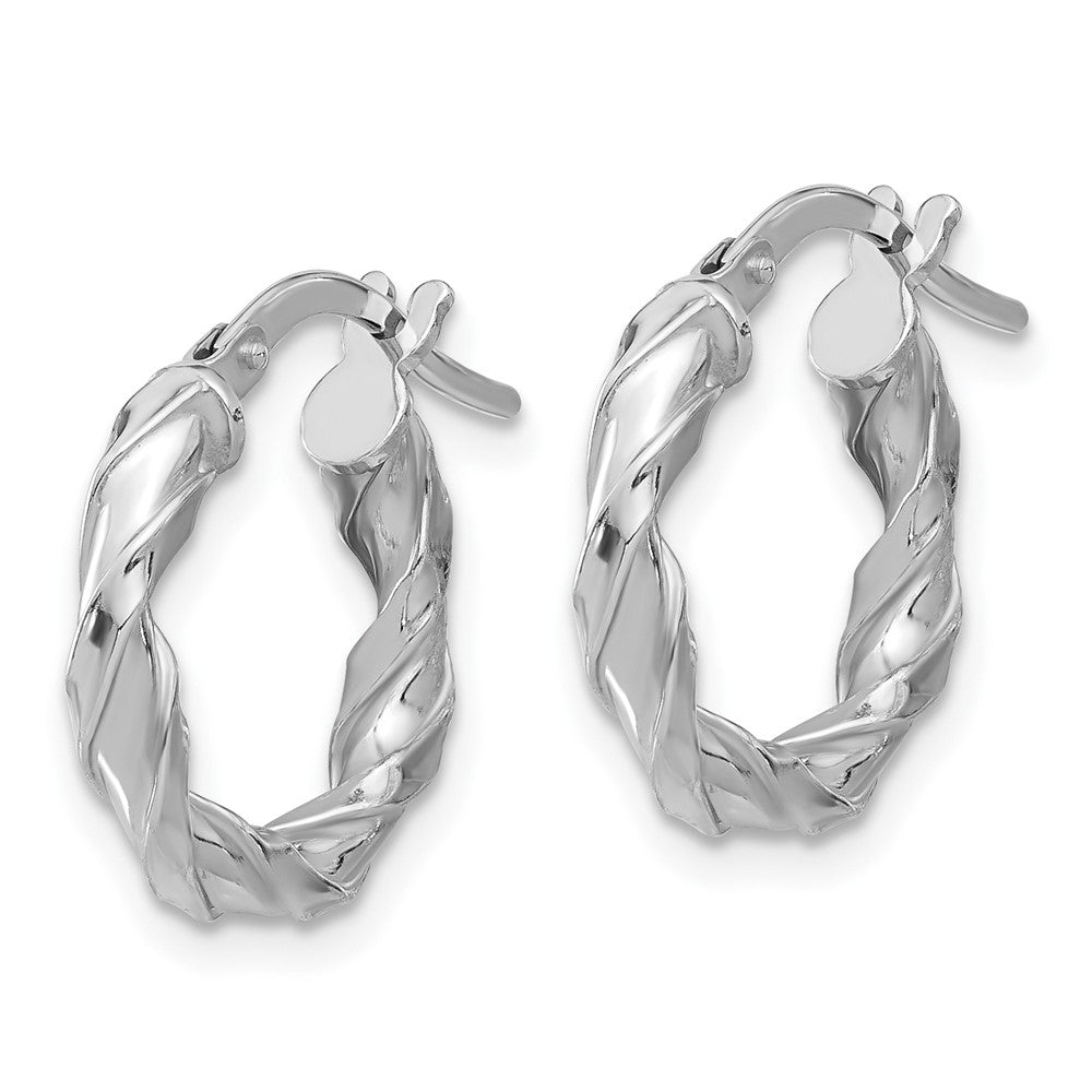 Sterling Silver Rhodium-Plated Polished Twisted Hoop Earrings