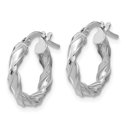 Sterling Silver Rhodium-Plated Polished Twisted Hoop Earrings