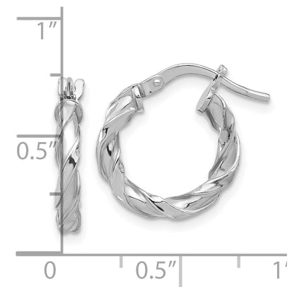 Sterling Silver Rhodium-Plated Polished Twisted Hoop Earrings