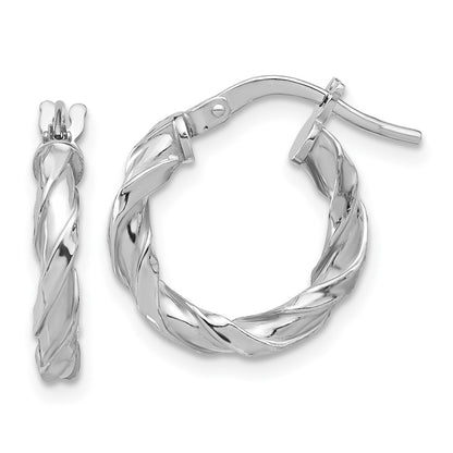 Sterling Silver Rhodium-Plated Polished Twisted Hoop Earrings
