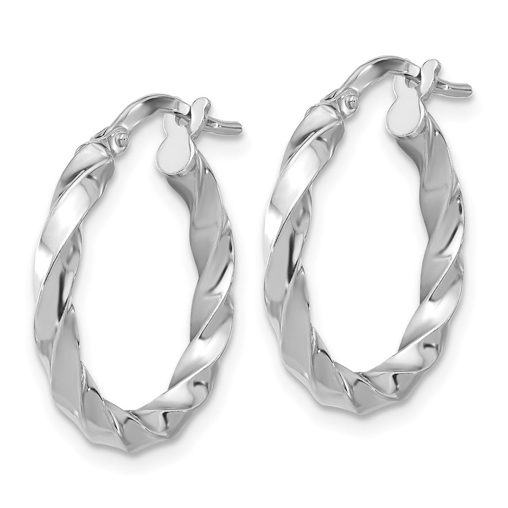 Sterling Silver Rhodium-Plated Polished Twisted Hoop Earrings