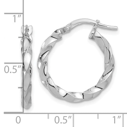 Sterling Silver Rhodium-Plated Polished Twisted Hoop Earrings