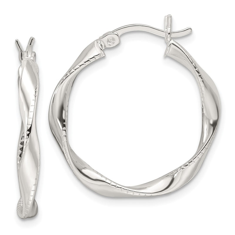 Sterling Silver Polished Twisted Hoop Earrings
