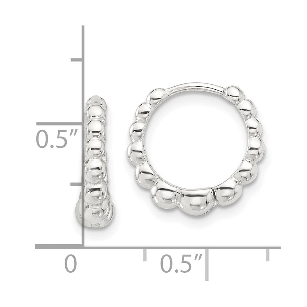 Sterling Silver E-Coated Beaded Hinged Hoop Earrings