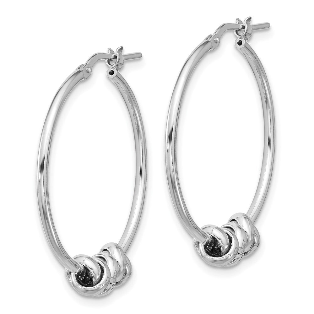 Sterling Silver Rhodium-Plated Polished Love Knot Hoop Earrings