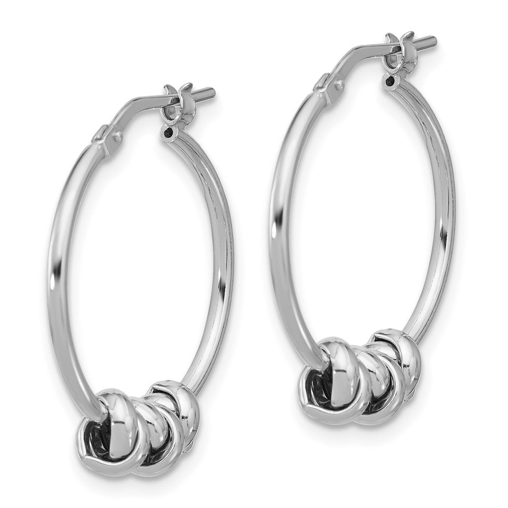 Sterling Silver Rhodium-Plated Polished Love Knot Hoop Earrings