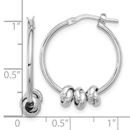 Sterling Silver Rhodium-Plated Polished Love Knot Hoop Earrings