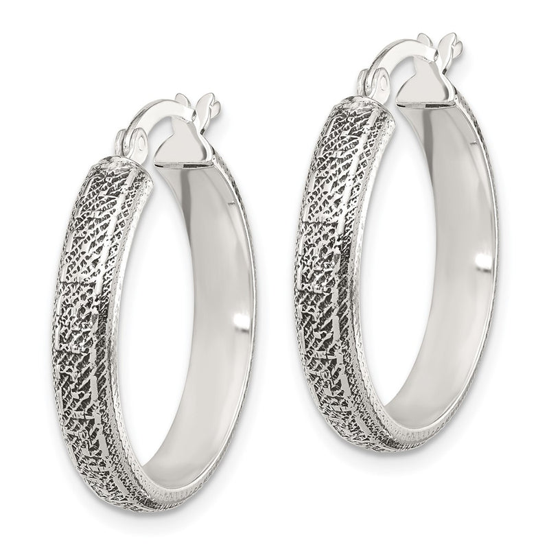 Sterling Silver Antiqued/textured Greek Key Lg Round Hoop Earrings