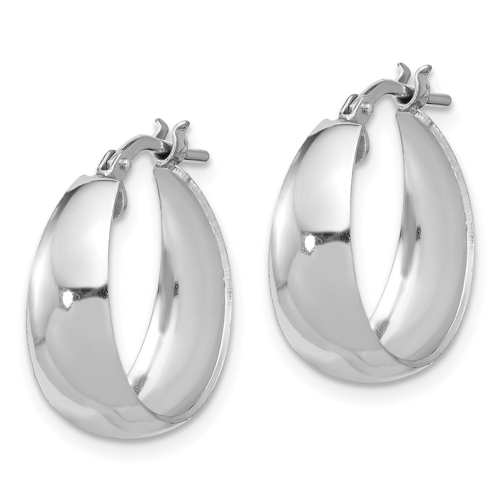 Sterling Silver Rhodium Plated Polished Tapered Round Sm Hoop Earrings