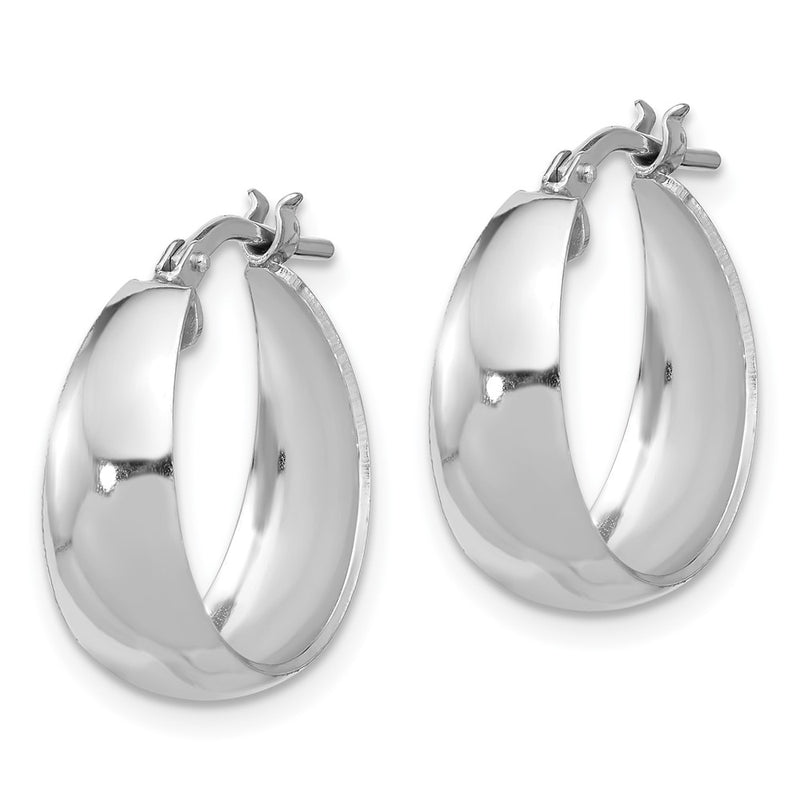 Sterling Silver Rhodium Plated Polished Tapered Round Sm Hoop Earrings