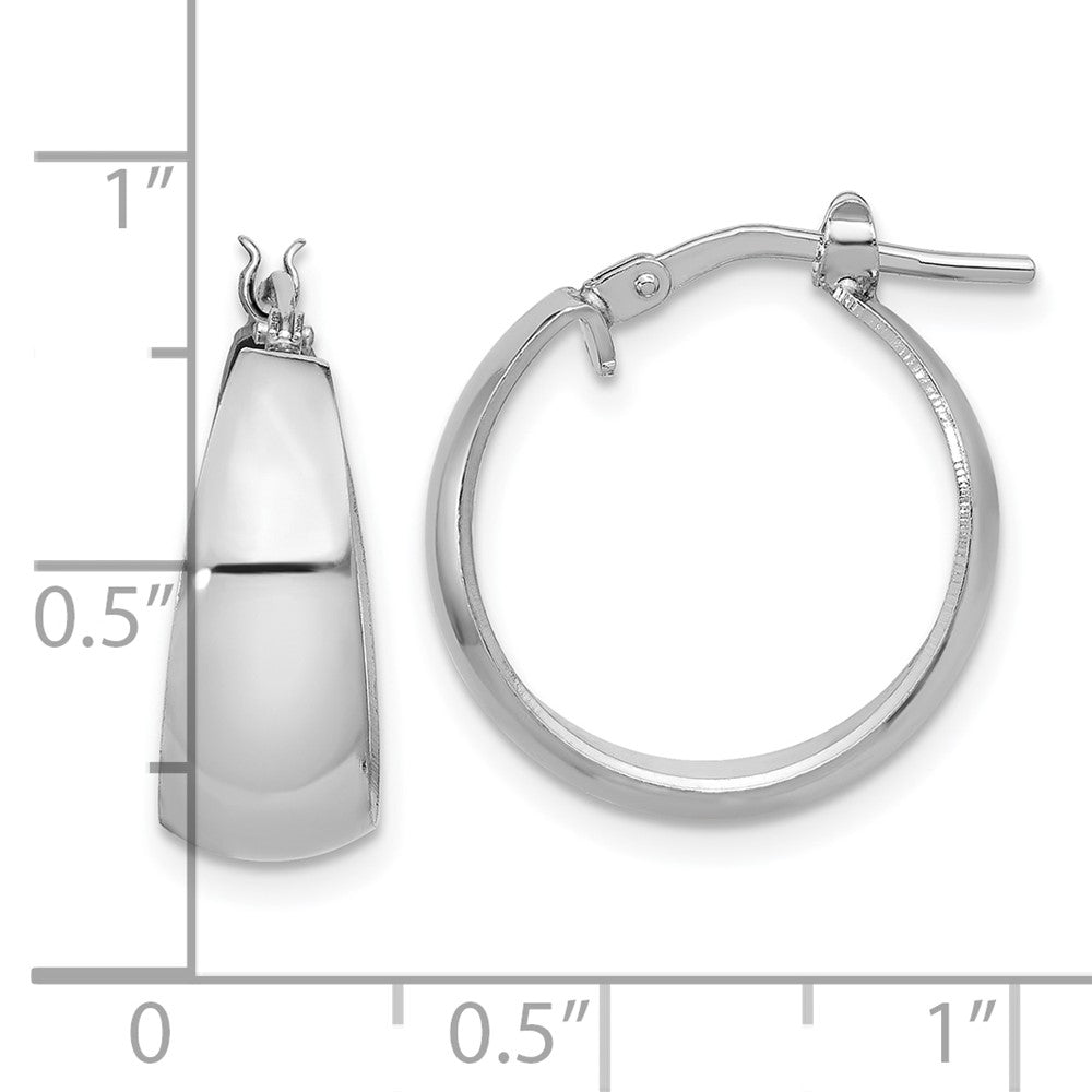 Sterling Silver Rhodium Plated Polished Tapered Round Sm Hoop Earrings