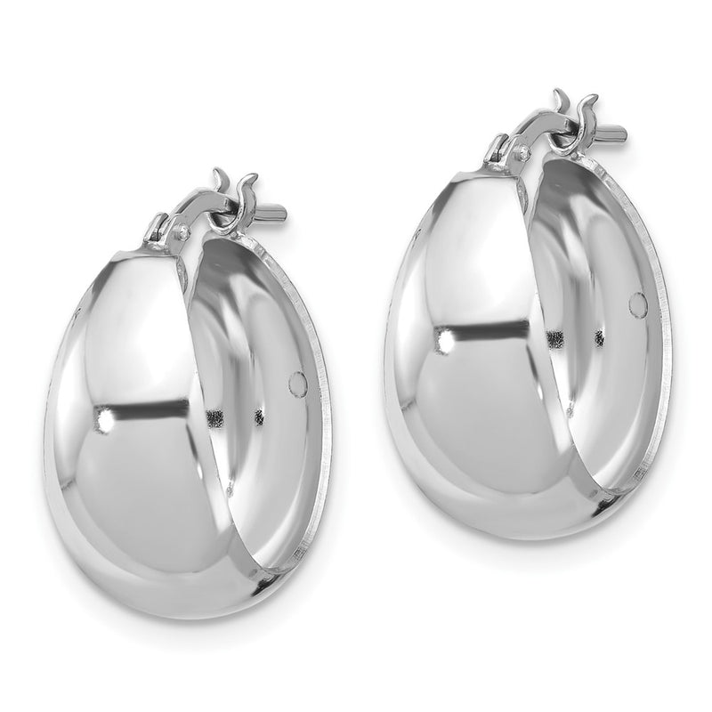 Sterling Silver Rhodium Plated Polished Tapered Round Sm Hoop Earrings