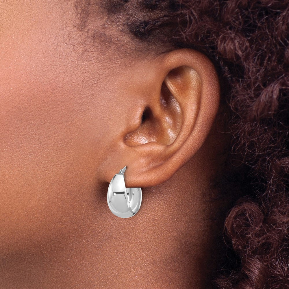 Sterling Silver Rhodium Plated Polished Tapered Round Sm Hoop Earrings