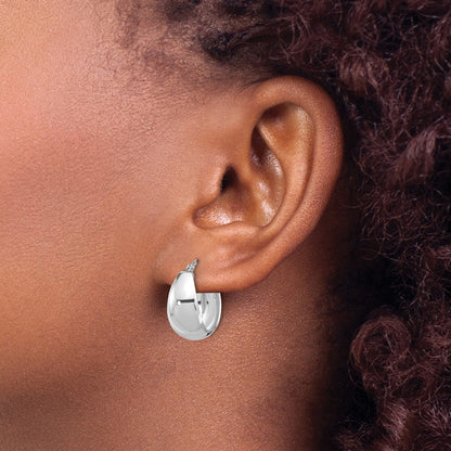 Sterling Silver Rhodium Plated Polished Tapered Round Sm Hoop Earrings