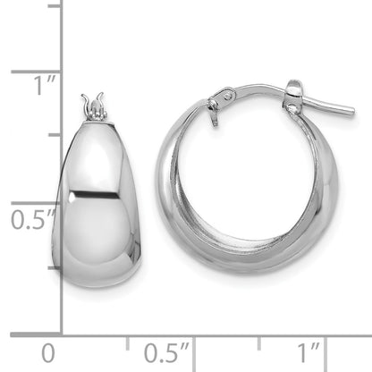 Sterling Silver Rhodium Plated Polished Tapered Round Sm Hoop Earrings