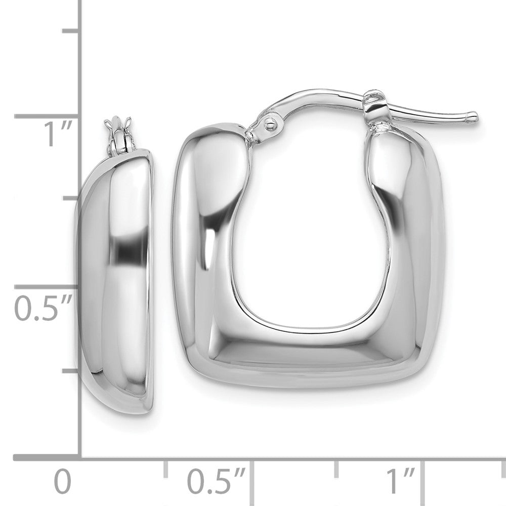 Sterling Silver Rhodium-Plated Polished Square Hoop Earrings