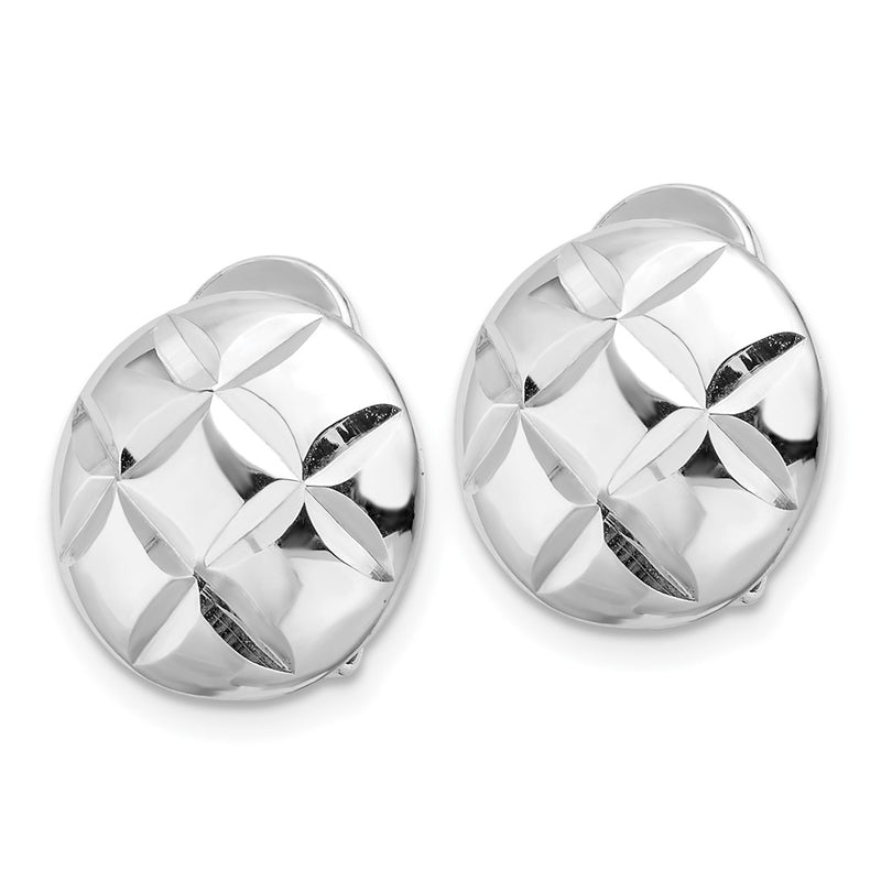 Sterling Silver Rhodium-Plated D/c Circle Non-Pierced Earrings