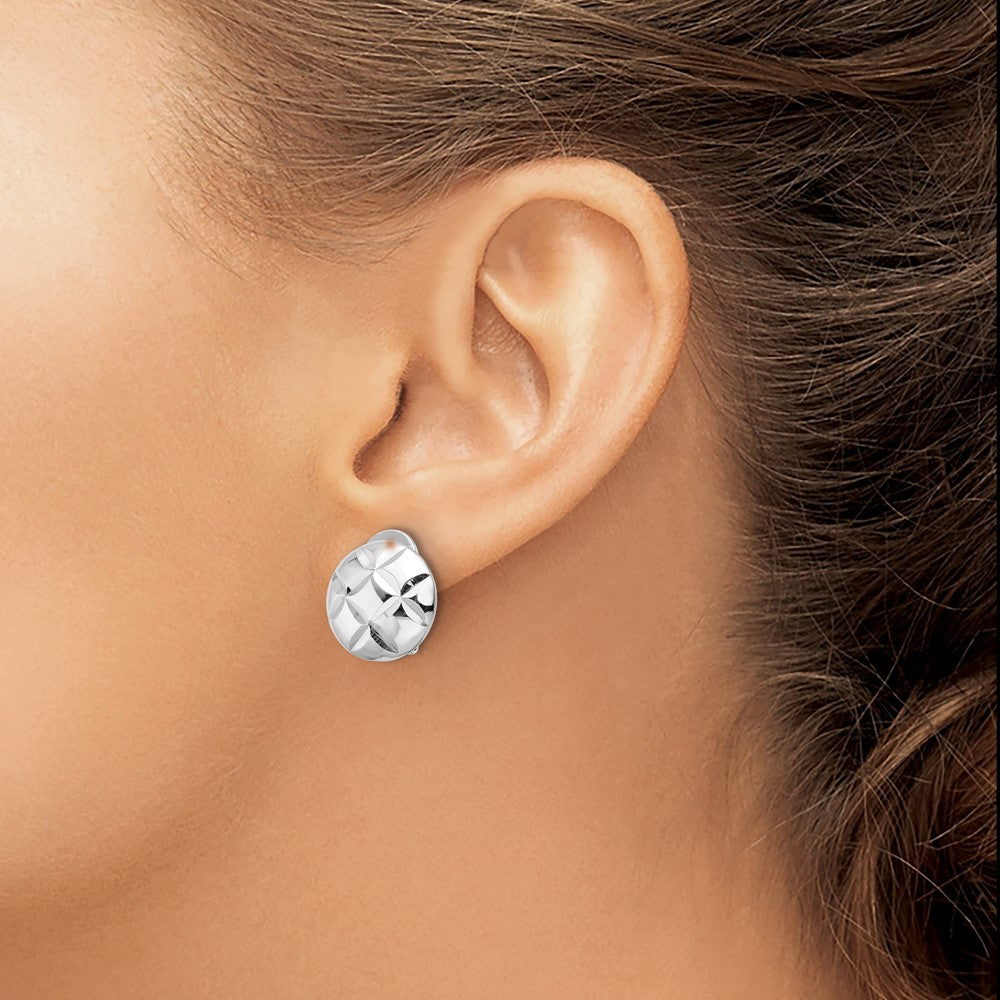 Sterling Silver Rhodium-Plated D/c Circle Non-Pierced Earrings