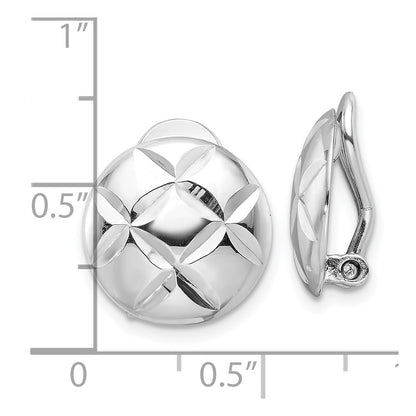 Sterling Silver Rhodium-Plated D/c Circle Non-Pierced Earrings