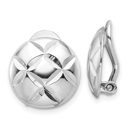 Sterling Silver Rhodium-Plated D/c Circle Non-Pierced Earrings