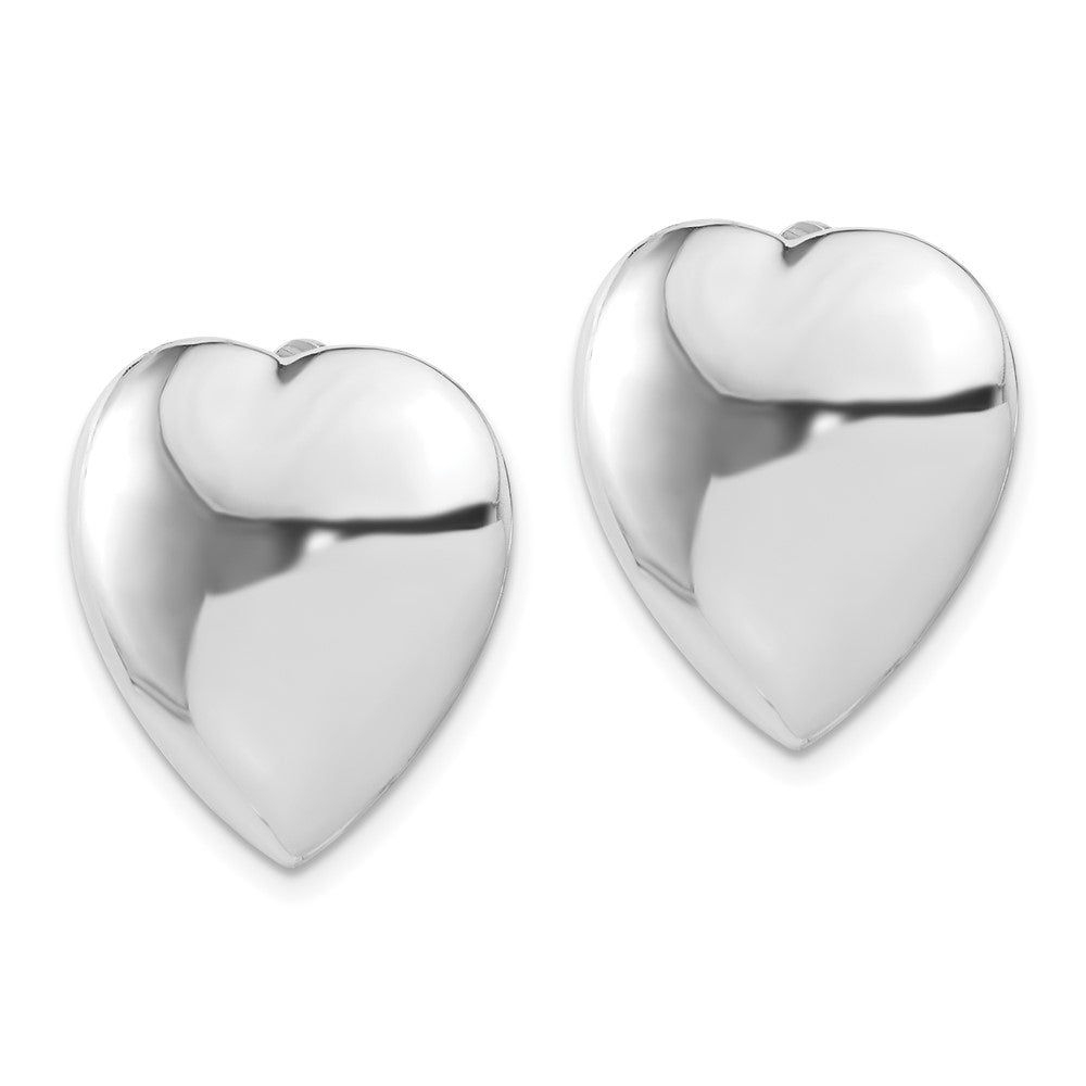 Sterling Silver Rhodium Plated Polished Heart Clip Non-Pierced Earrings