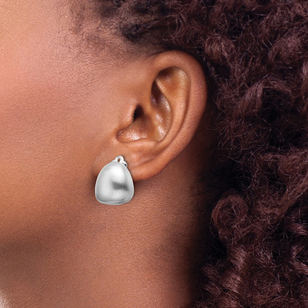 Sterling Silver Rhodium-Plated Satin Non-Pierced Earrings