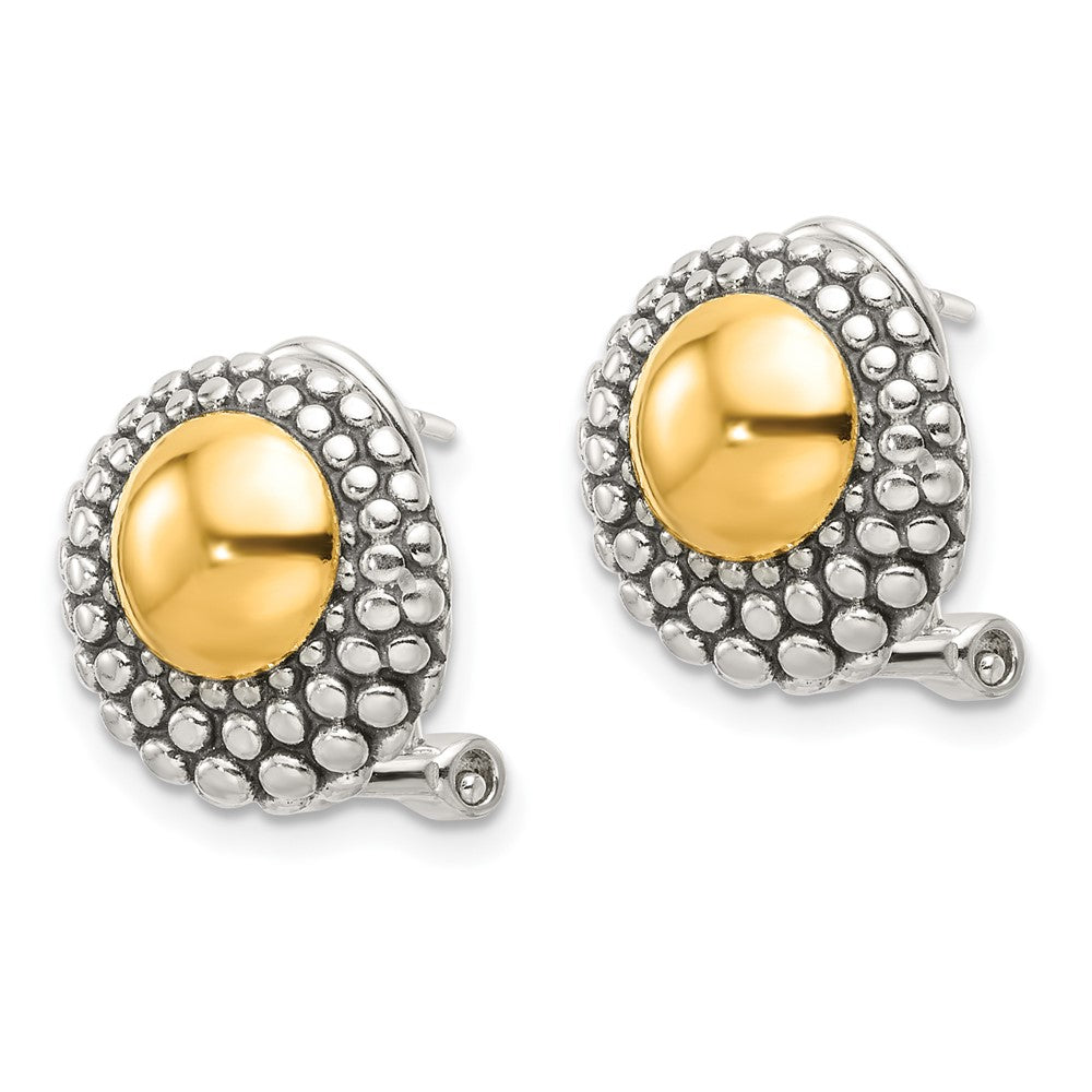 Sterling Silver Antiqued & Gold-Tone Circle Omega Back Post Earrings