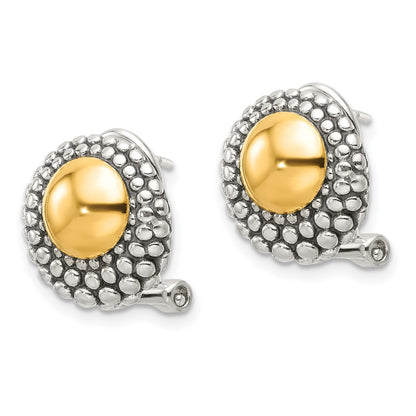 Sterling Silver Antiqued & Gold-Tone Circle Omega Back Post Earrings