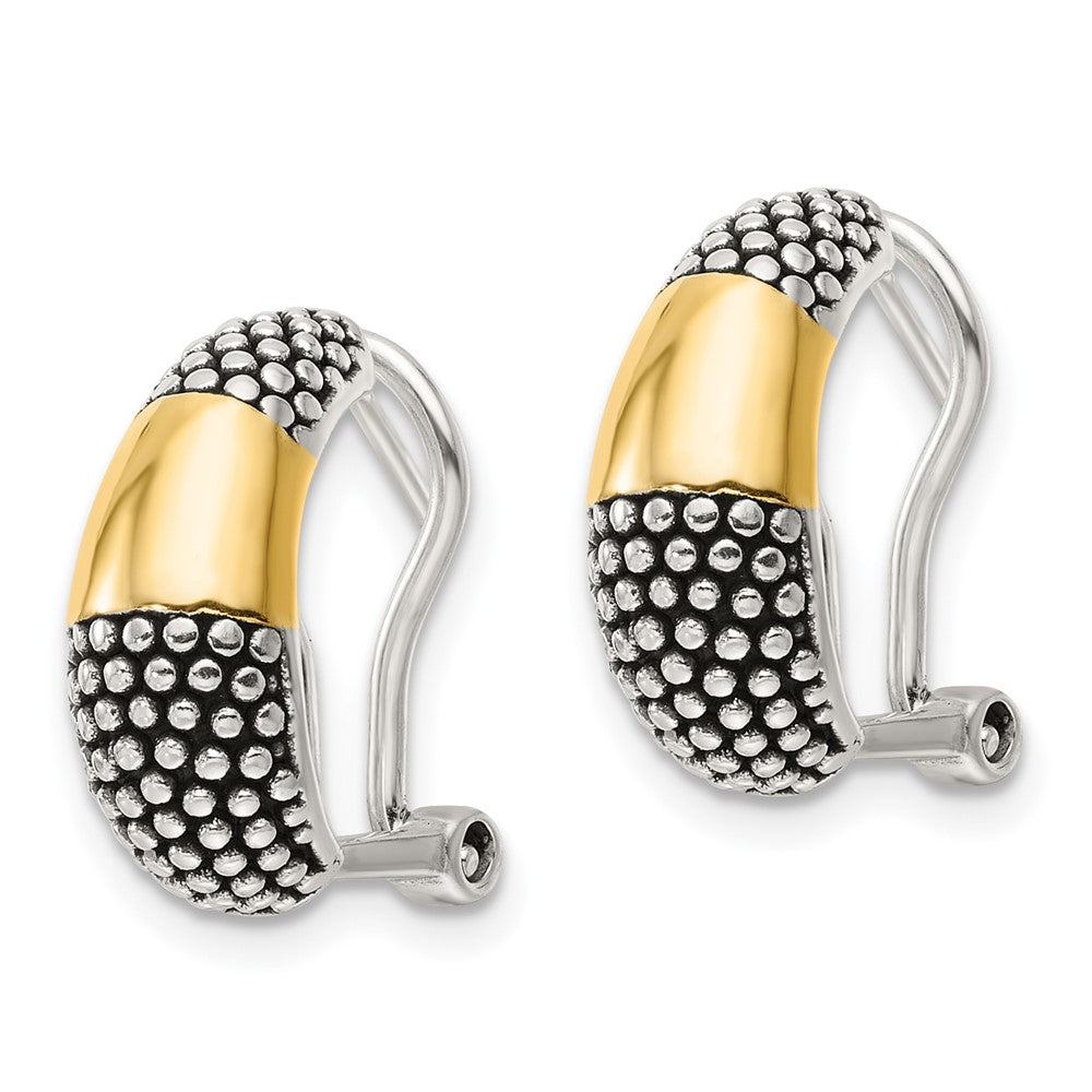 Sterling Silver Gold-Tone Polished/antiqued Omega Back Earrings