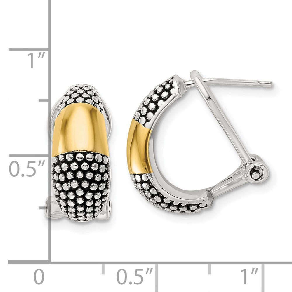 Sterling Silver Gold-Tone Polished/antiqued Omega Back Earrings