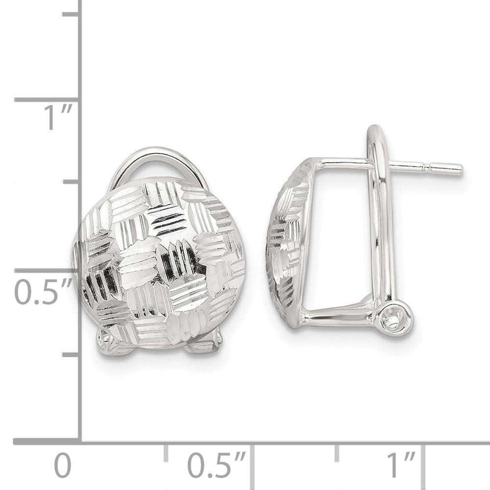 Sterling Silver Polished and Woven D/c Circle Omega Back Post Earrings