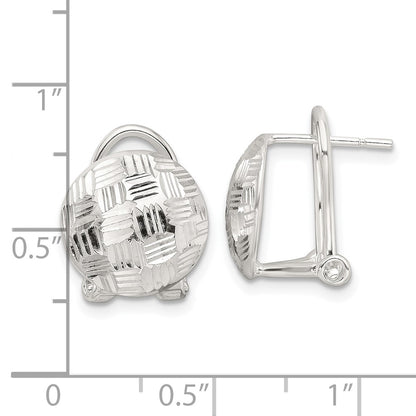 Sterling Silver Polished and Woven D/c Circle Omega Back Post Earrings