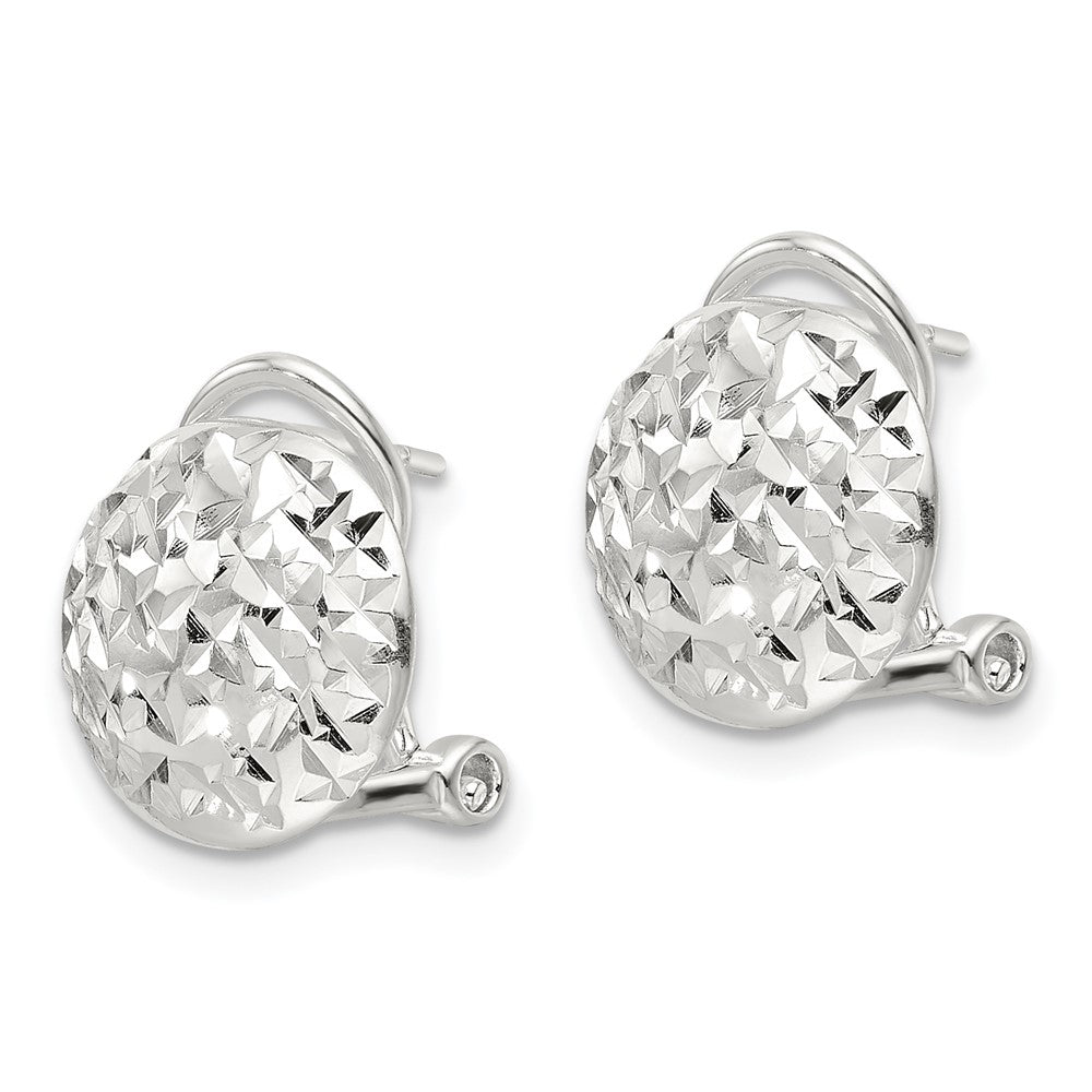 Sterling Silver Polished and D/c Circle Omega Back Post Earrings