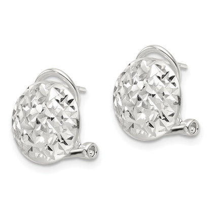 Sterling Silver Polished and D/c Circle Omega Back Post Earrings