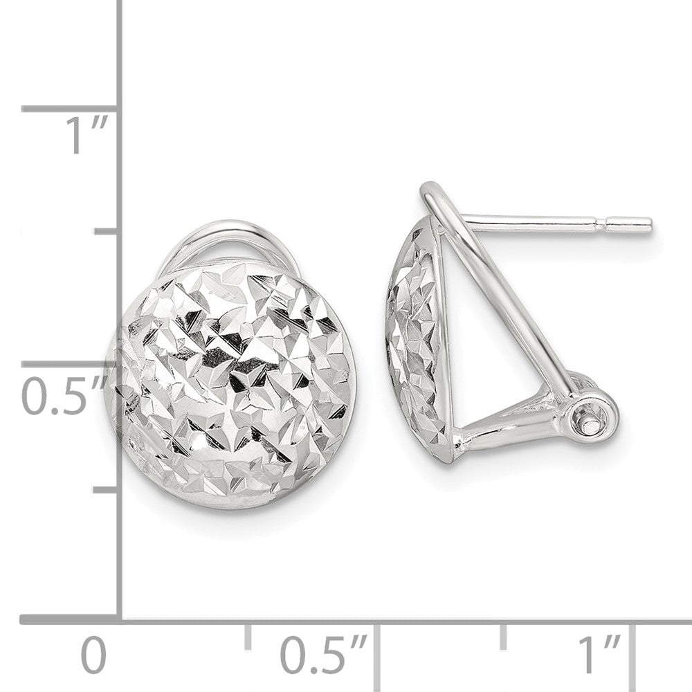 Sterling Silver Polished and D/c Circle Omega Back Post Earrings