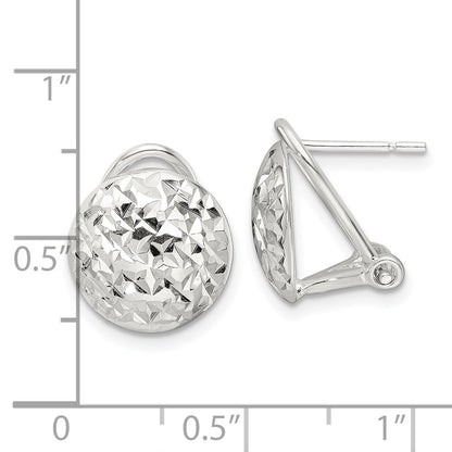 Sterling Silver Polished and D/c Circle Omega Back Post Earrings