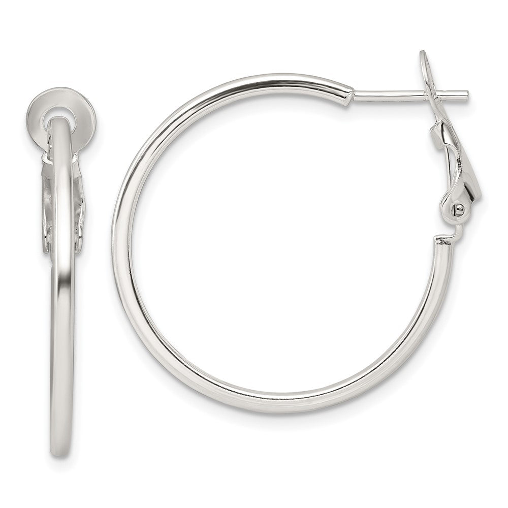 Sterling Silver Polished 1.75mm Omega Back Round Hoop Earrings
