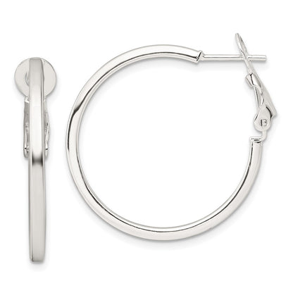 Sterling Silver 2mm Square Tube Omega Back Round Hoop Earrings