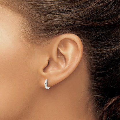 Sterling Silver Polished 8.2x1.6mm Round Hinged Hoop Earrings