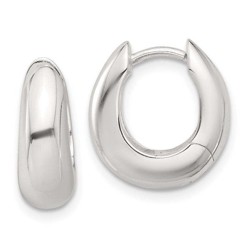 Sterling Silver E-Coated Tapered Hinged Hoop Earrings