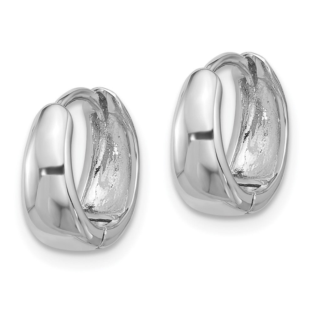 Sterling Silver Rhodium-Plated 12x5mm Huggie Hoop Earrings