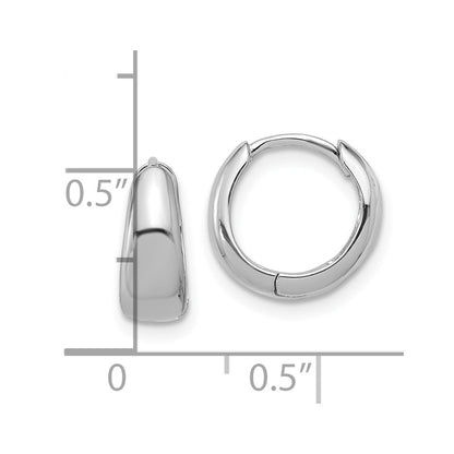 Sterling Silver Rhodium-Plated 12x5mm Huggie Hoop Earrings