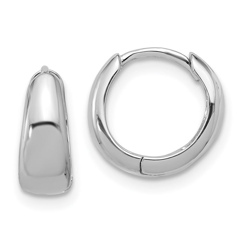 Sterling Silver Rhodium-Plated 12x5mm Huggie Hoop Earrings