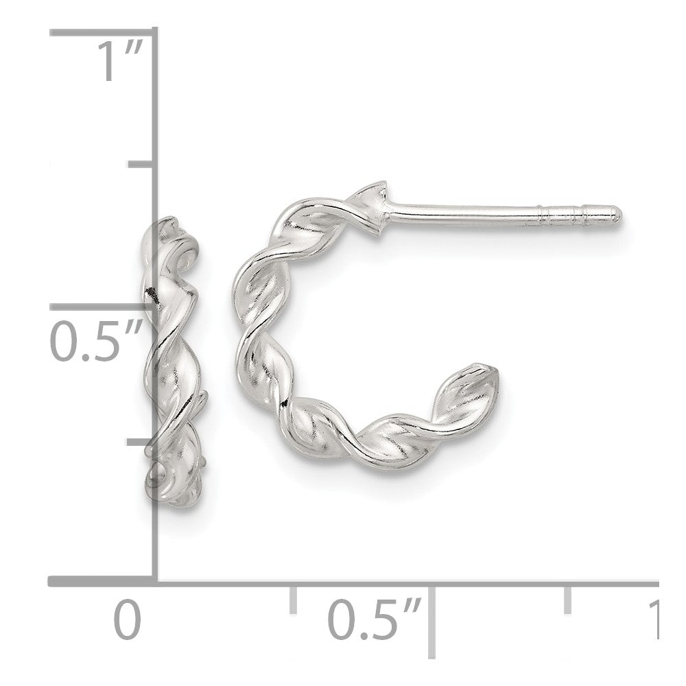 Sterling Silver E-Coated Twisted Post Hoop Earrings